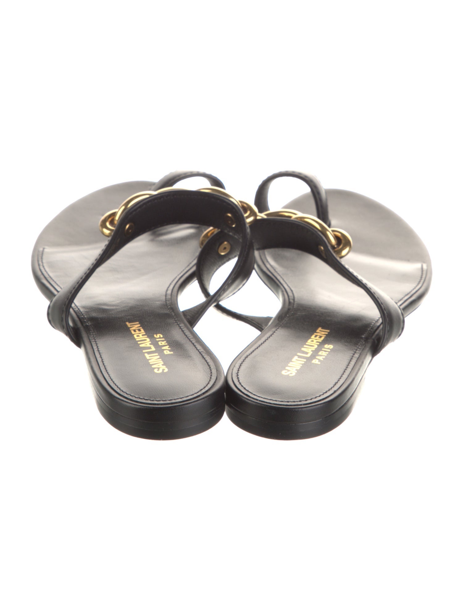 Saint Laurent Chain-Link Accent Leather Slides